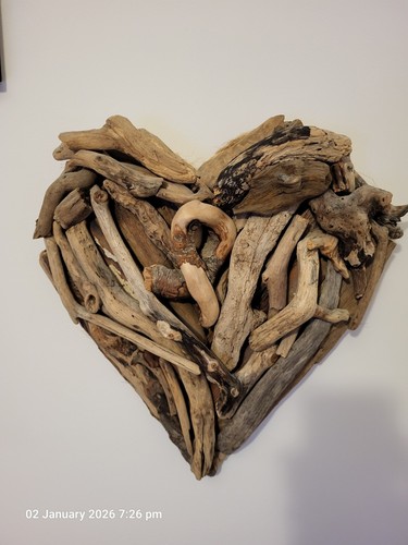 Driftwood heart sculpture - heart,