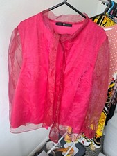Cerise Pink Top With See Through Sleeves. Size 14. By VERY