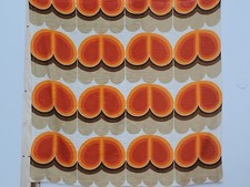 2 vintage fabric curtains red