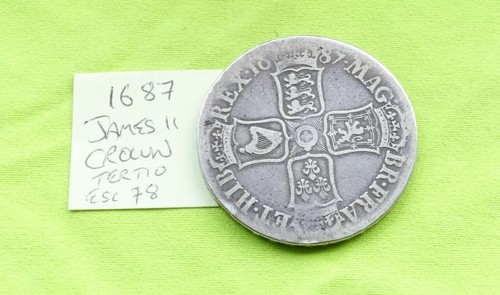 1687 silver crown coin king - silver,