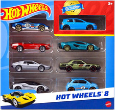 , Set of 8 Basic Toy Cars & Trucks in 1:64 Scale, Includes 1 Exclusive Car
