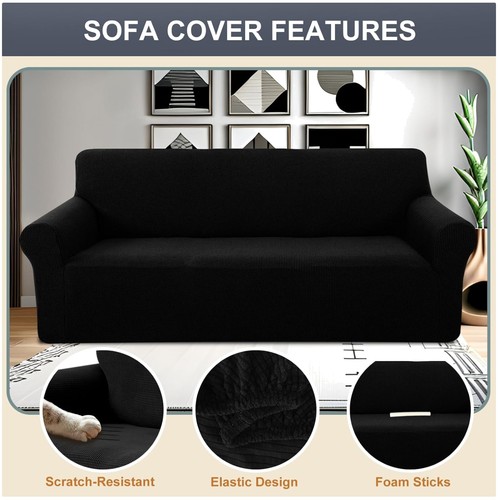 Black sofa cover for large - black,