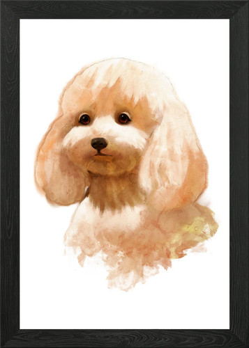 Poodle puppy watercolor framed - poodle,