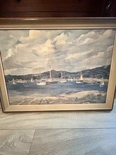 the painting "Boats at Itchenor, Sussex" by Ronald Ossory Dunlop (1894-1973). 