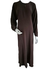 Ladies Reg Pocket Elasticated Cuff Crepe/Seva Abaya/Jilbab/Maxi in Brown 52-58