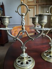 Antique Brass Victorian Pair Candelabra Two Armed Branch Stunning