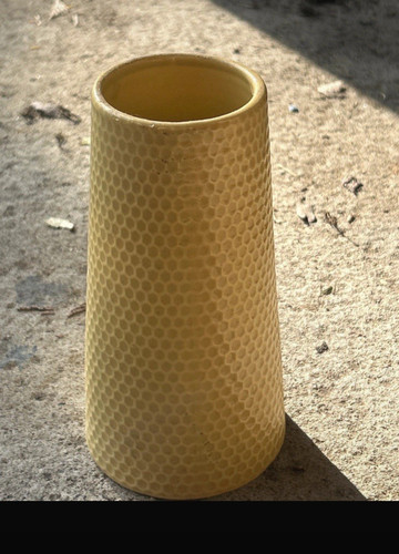 Yellow ceramic vase - yellow, textured