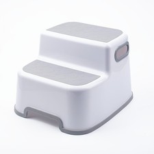 VIROSA 2 Pack Kids Double Step Stool Non-Slip Toddler Steps with Handles – White