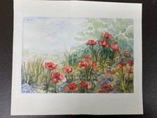 WATERCOLOUR A FIELD OF POPPIES