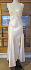 90's Victoria's Secret Long Nightgown VTG Lace Trim Secord Skin Satin High Slit