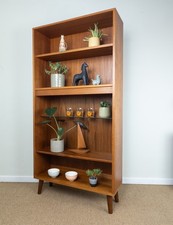 Refinished Vintage Mid Century Teak G-Plan Bookcase Tall Shelf Shelves Bookshelf