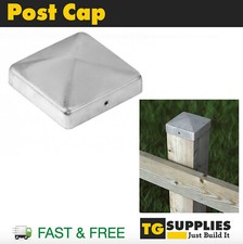 Silver Galvanised Square Pyramid Metal Fence Gate Post Cap Caps 70 and 90mm