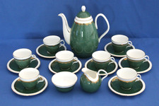 Vintage Foley (E Brain & Co Ltd) bone china green coffee set - Pattern 4393.