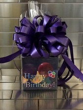 Happy Birthday Candy Gift Basket-Box Purple Balloon Theme With Purple Bow