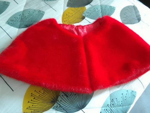 Red faux fur shrug perfect - faux, shrug.