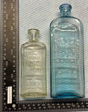 x2 Quack Cure Bottles - 1910 VENO’S LIGHTNING COUGH CURE - Blue Glass (K143)