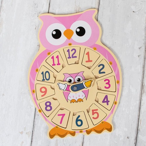 Owl shape pink learning wooden - pink,