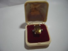 vintage solid silver-superb-genuine autumn yellow quartz-ring-size j-quality-rar