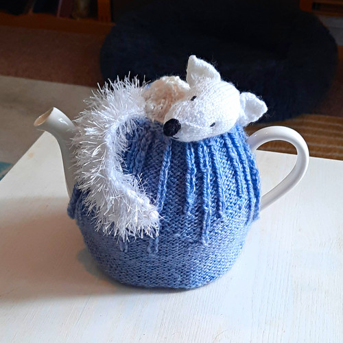 Yarn knitted tea cosy - in, the