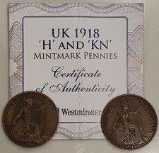 One Penny 1918 H & KN With
