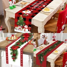 Christmas Table Runner Cover Cloth Xmas Dining Tablecloth Decoration Home Party