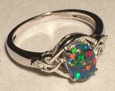 Opal Rings Genuine Australian Best Grade Opal Triplets - S925 Sizes 6 to 11 US