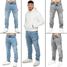 Enzo Mens Straight Leg Jeans Regular Fit Carpenter Casual Denim Trousers Pants