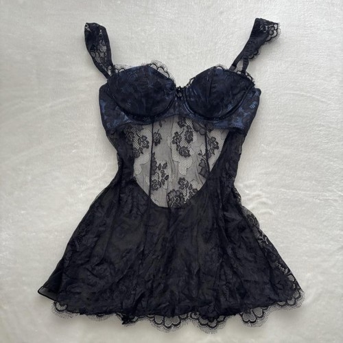 00s vintage black blue - , lace