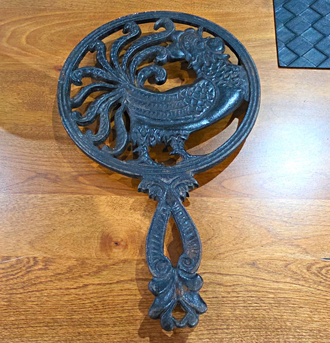 Cast iron rooster trivet - iron,