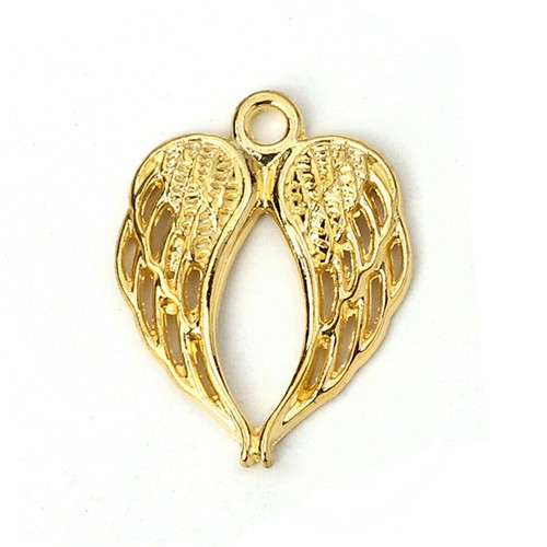 Gold double angel wing - , feather