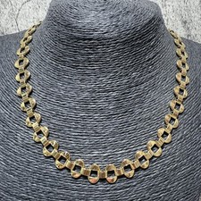 VINTAGE Oval Link Collar Necklace Gold Tone Chain Retro Kitsch Cleopatra 46cm