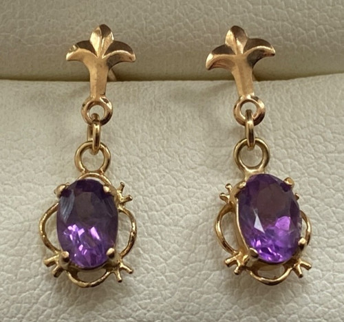 9ct gold amethyst earrings - 9ct,