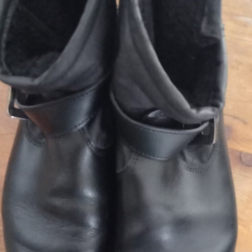 Women black leather biker - women's,