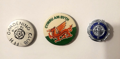 Three vintage badges 2cm 4cm - -,