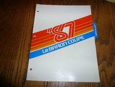 1987 Plymouth LeBaron Coupe Standard & Optional Equipment Features Color & Trim 