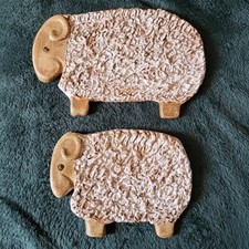 Ceramic Handmade Wall Hanging Ceramic Sheep, Two, By Dos Rogers, Devon