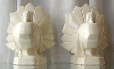 ORIGINAL ANTIQUE PAIR  OF ART DECO PERIOD CERAMICS DOVES