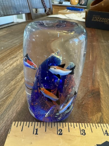 Unique art glass blue - unique, coral