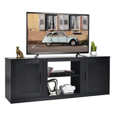 58" TV Stand Entertainment Console Center W/ Storage Cabinets Black