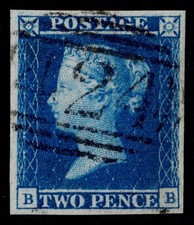 1841 2d Blue Plate 3 BB 4m