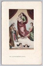 Antique Postcard Sistine Madonna Raphael Cherubs Art Wildt & Kray