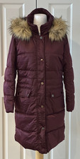 Centigrade Puffer Style Coat - Burgundy - Hooded - Faux Fur Trim - Size S - NWOT