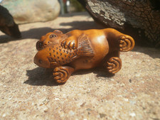 Hand Carved wood netsuke Bear