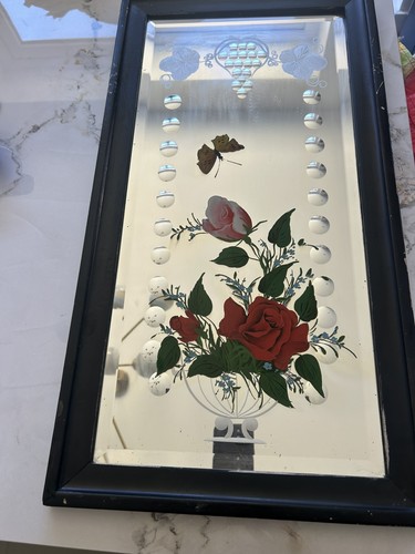 Vintage reverse painted etched - painted,