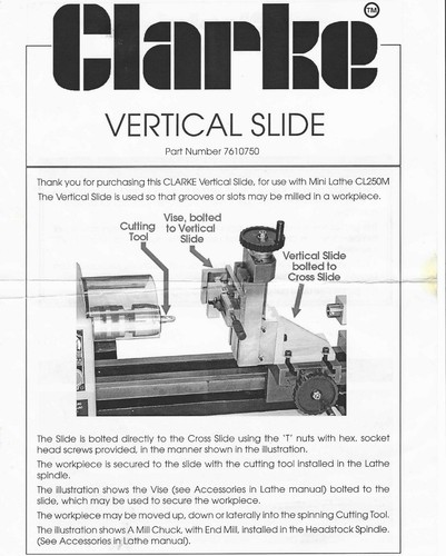 Clarke lathe vertical slide - lathe,