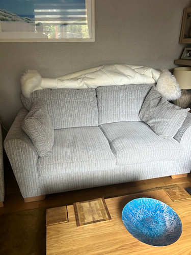 Dfs grey fabric seater - dfs, sofa
