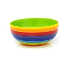 Hand Painted Rainbow Striped Round Ceramic Salad Bowl | Kitchen Serving Bowl