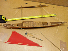 WOOD CANOE WITH OUTRIGGER  SAIL PADDLE