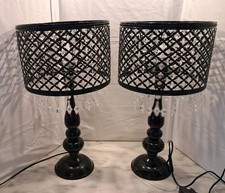 Table Lamp Athena Black Glass Table Lamp Height 21" & Diameter 11" (2 Available)