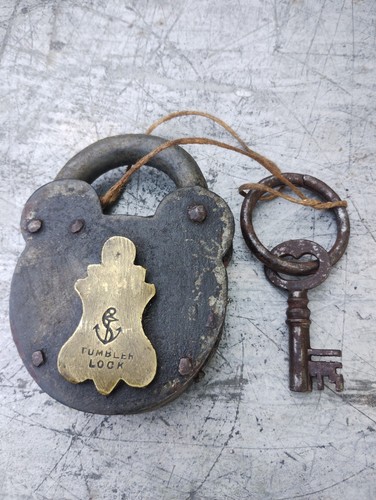 Antique iron brass padlock - antique,